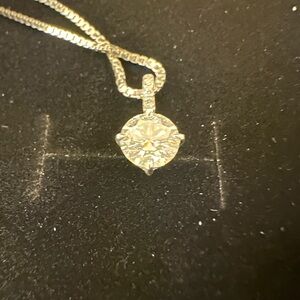 1ctw. Moissanite diamond pendant Silver Necklace by GRA w/ Certificate